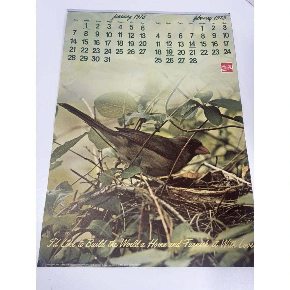 1973 +‎ 1980 Coca Cola Coke Advertising Calendar Bird Vintage Original Rare